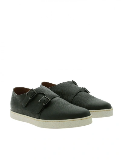Shop John Lobb Sneaker Leather Holme Gc Green In Black