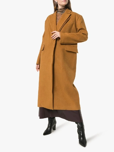 Shop Aleksandre Akhalkatsishvili Double Collar Long Coat In Brown