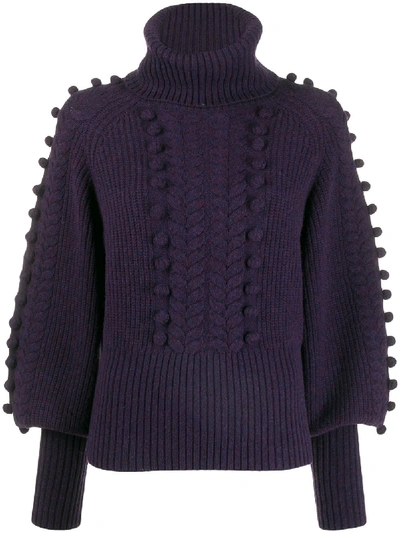 Shop Temperley London Chrissie Bobble Knit Sweater In Purple