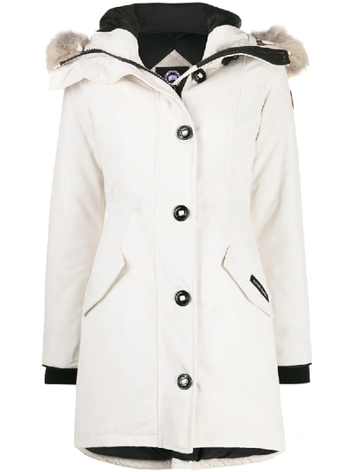 Canada Goose Rossclair Fur Trim Down Parka In White | ModeSens