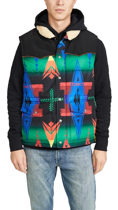 Shop Polo Ralph Lauren Western Vest With Sherpa Collar In Multi