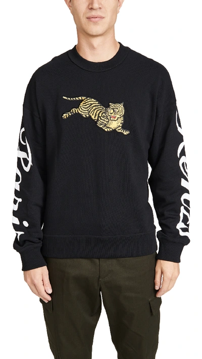 Shop Kenzo Jumping Tiger Crew Neck Sweatshirt In Black