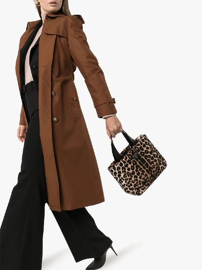 Shop Prada Womens Brown And Black Small Leopard Print Tote Bag