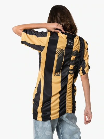 Shop Martine Rose Ruched Stripe Football T-shirt In Yellow