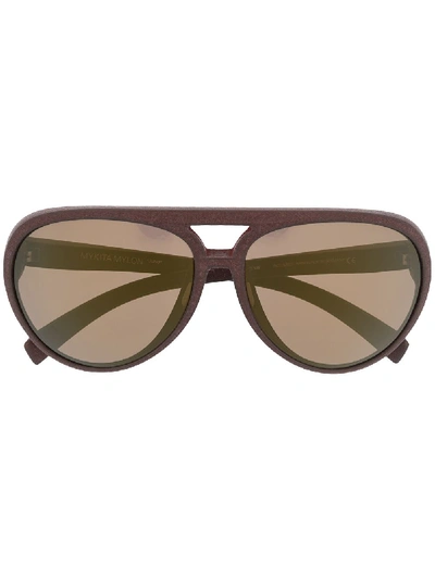 Shop Mykita Oversized Sunglasses In 棕色