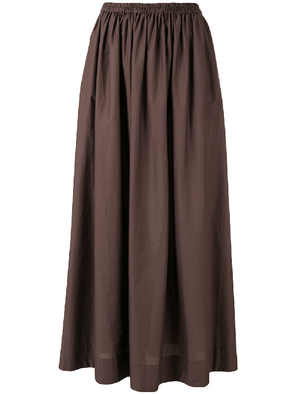Matteau Gathered Long Skirt In Brown | ModeSens