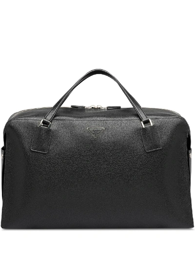 Shop Prada Zipped Logo Travel Bag In Black