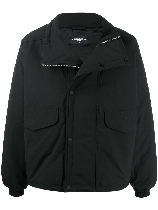 Represent Plain Padded Jacket In Black | ModeSens