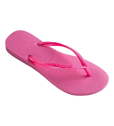 Shop Havaianas Slim Rubber Flip-flops In Shocking Pink