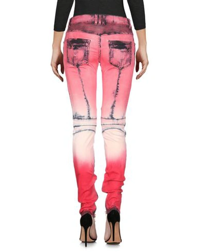 Shop Balmain Denim Pants In Coral