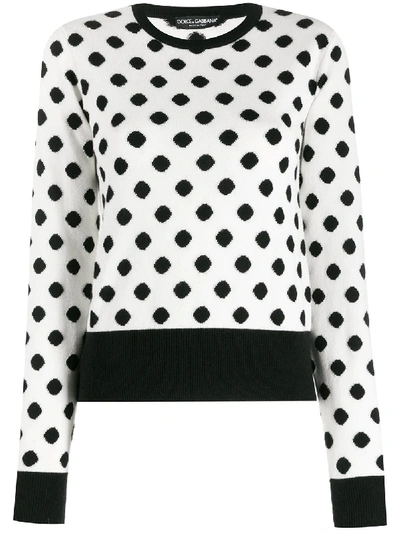 Shop Dolce & Gabbana Cashmere Polka Dots Jumper In White ,black