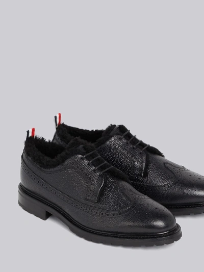 Shop Thom Browne Shearlining Lining Longwing Brogue In Black