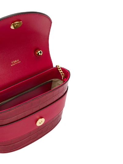 Shop Chloé Abylock Leather Shoulder Bag In Red
