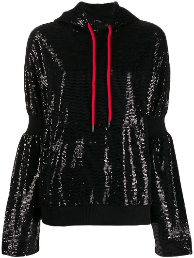 Shop Marcelo Burlon County Of Milan Hoodie Sweatshirt With Paillettes In Black