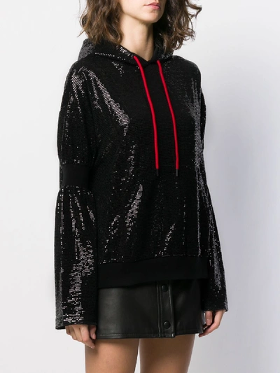 Shop Marcelo Burlon County Of Milan Hoodie Sweatshirt With Paillettes In Black