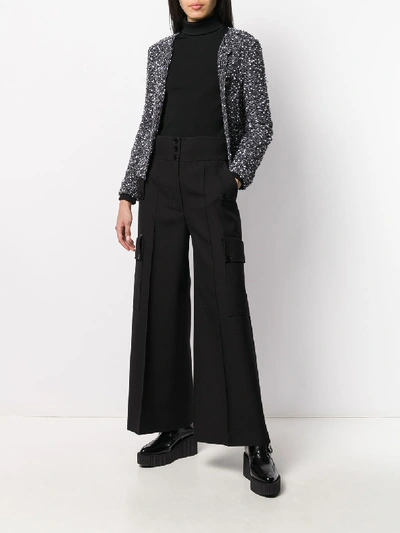 Shop Stella Mccartney Wool Wide Leg Trousers In Black