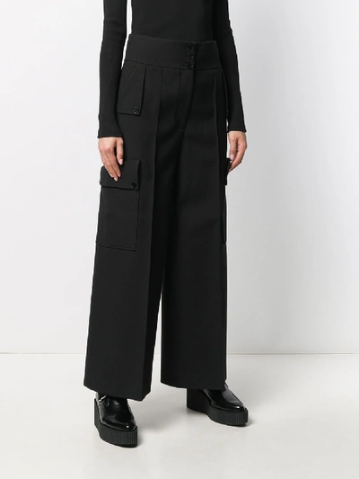 Shop Stella Mccartney Wool Wide Leg Trousers In Black