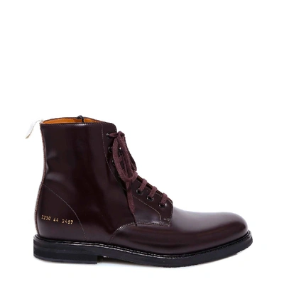 Shop Common Projects Standard Combat Boot Ankle Boots In Red