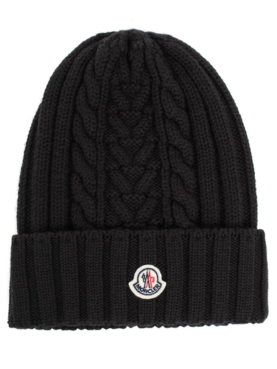 Shop Moncler Hat Tricot W/logo In Black