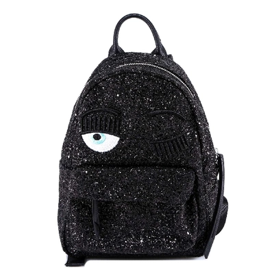 Shop Chiara Ferragni Backpack Glitter Small In Black