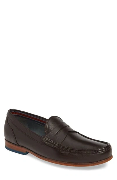 Shop Ted Baker Shornal Penny Loafer In Brown Leather