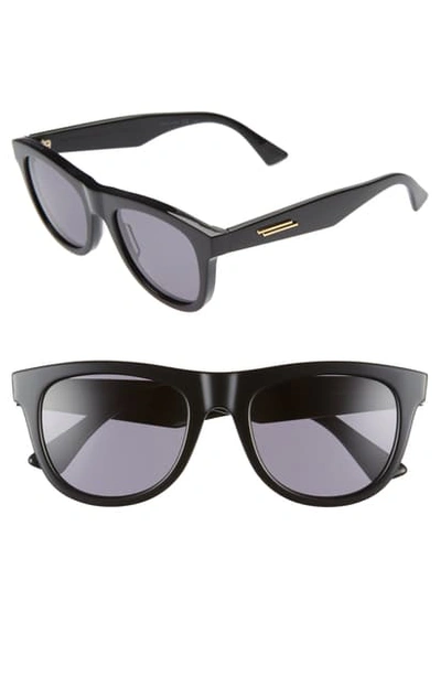 Shop Bottega Veneta 52mm Rectangular Sunglasses In Black/ Grey