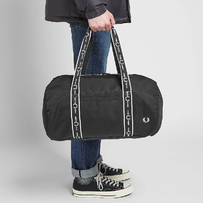 Shop Fred Perry Authentic Monochrome Barrel Bag In Black