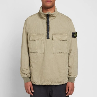 Shop Stone Island Garment Dyed Popover Shirt In Brown