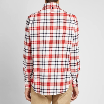 Shop Thom Browne Tartan Flannel Button Down Shirt In Red