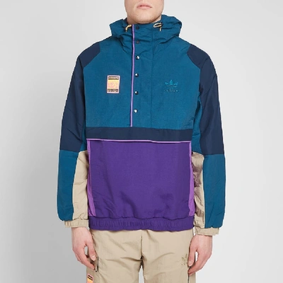 Adidas originals adiplore half zip top jacket with hood in purple