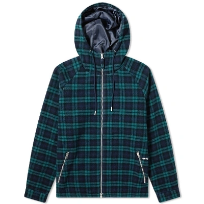 Shop Pop Trading Company Pop Trading Company Ams Hooded Check Jacket In Green