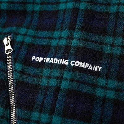 Shop Pop Trading Company Pop Trading Company Ams Hooded Check Jacket In Green