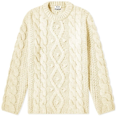 Shop Acne Studios Kilian Cable Knit In White