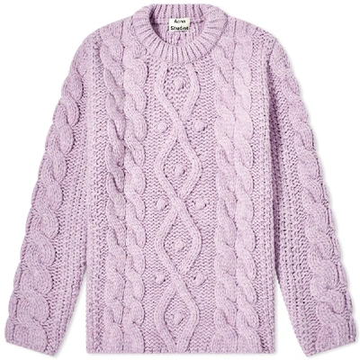 Shop Acne Studios Kilian Cable Knit In Purple