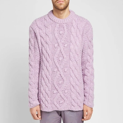 Shop Acne Studios Kilian Cable Knit In Purple