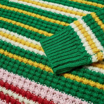 Shop Acne Studios Kai Waffle Stripe Wool Knit In Green
