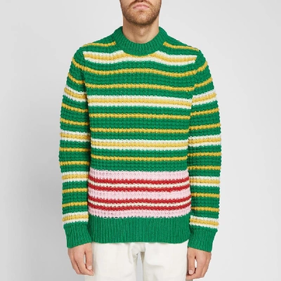 Shop Acne Studios Kai Waffle Stripe Wool Knit In Green