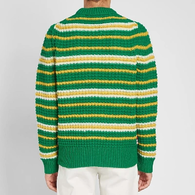 Shop Acne Studios Kai Waffle Stripe Wool Knit In Green