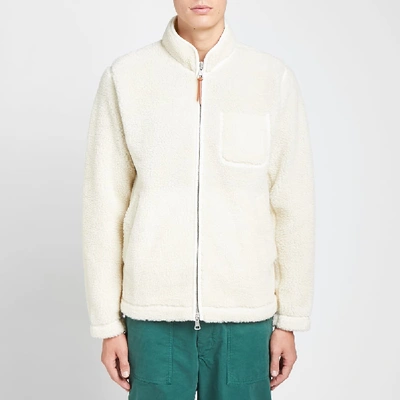 Shop Albam Zipped Curly Fleece Jacket In Neutrals
