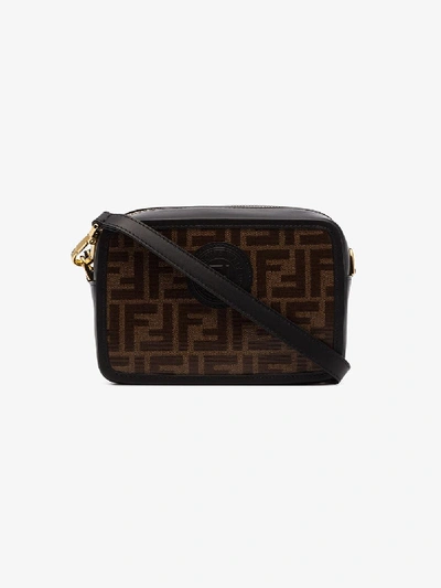 Shop Fendi Black And Brown Logo Mini Camera Bag
