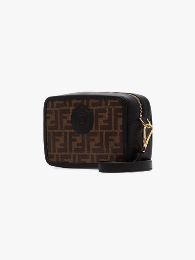 Shop Fendi Black And Brown Logo Mini Camera Bag