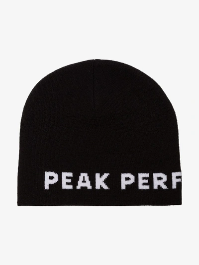 Shop Peak Performance Black Logo Knit Beanie Hat