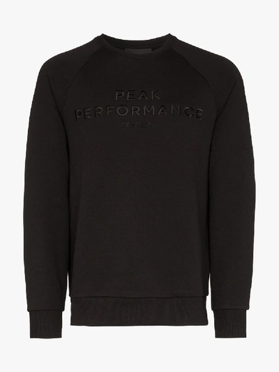 Shop Peak Performance Black Original Logo Embroidered Sweatshirt In 050 Black