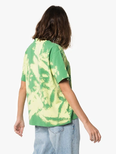 Shop Off-white Logo Print Tie-dye T-shirt In Green