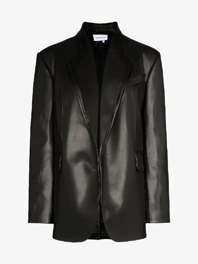 Shop Aleksandre Akhalkatsishvili Double Collar Longline Leather Jacket In Black