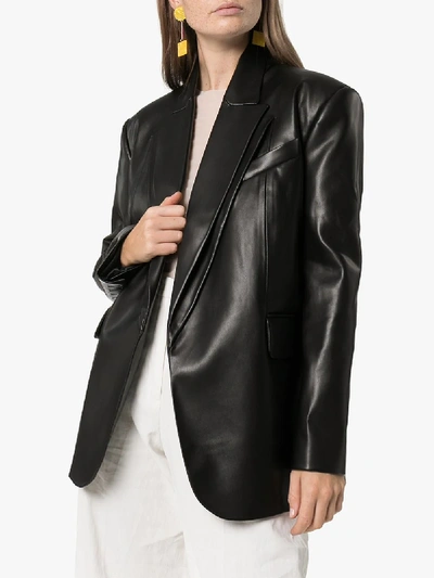 Shop Aleksandre Akhalkatsishvili Double Collar Longline Leather Jacket In Black