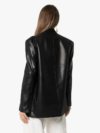 Shop Aleksandre Akhalkatsishvili Double Collar Longline Leather Jacket In Black