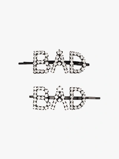 Shop Ashley Williams Black Bad Crystal Hair Slides In Metallic