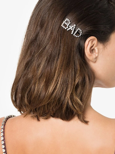 Shop Ashley Williams Black Bad Crystal Hair Slides In Metallic