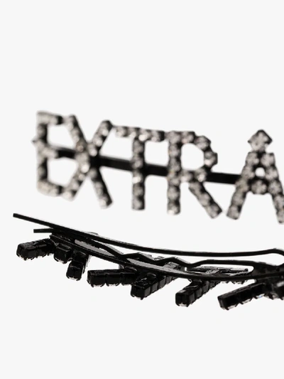 Shop Ashley Williams Black Extra Crystal Embellished Hair Pins In Metallic